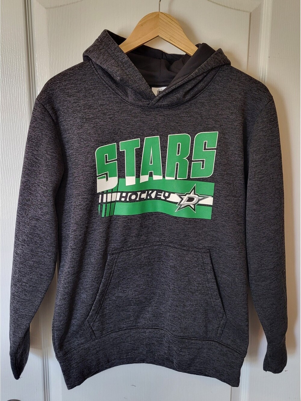 NHL Dallas Stars Youth Sz L 14/16 Black/Gray Graphic Pullover Hoodie 18-20 EUC